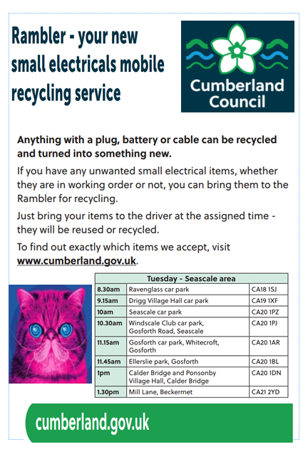 Rambler – your new small electricals mobile recycling service – Every Tuesday